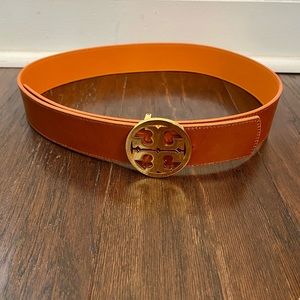 Tory Burch Authentic Leather Reversible Brown/Orange Belt